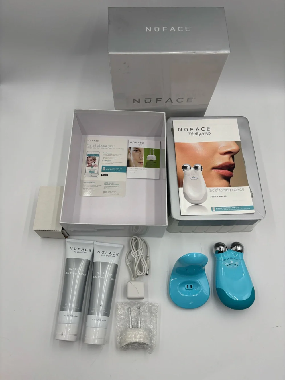 NuFACE Trinity Facial Toning Device w/ ELE Kit Teal New!!!!